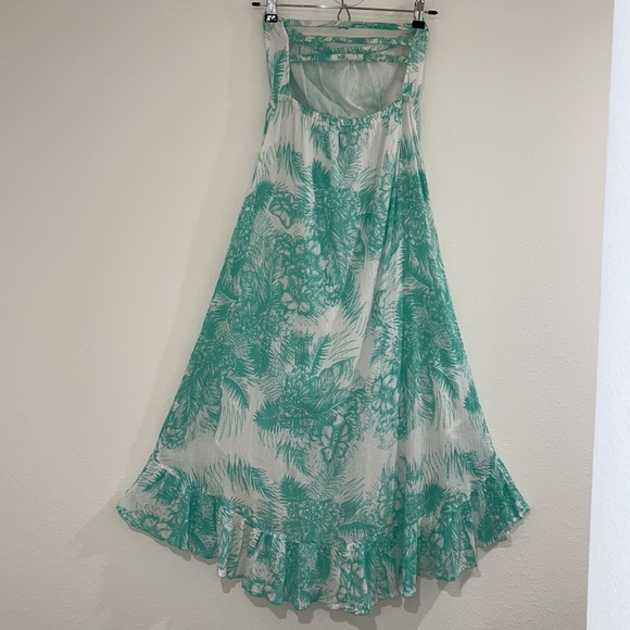 Rip Curl Green/White Tropical Print Hi-Lo Dress - Picture 3 of 15